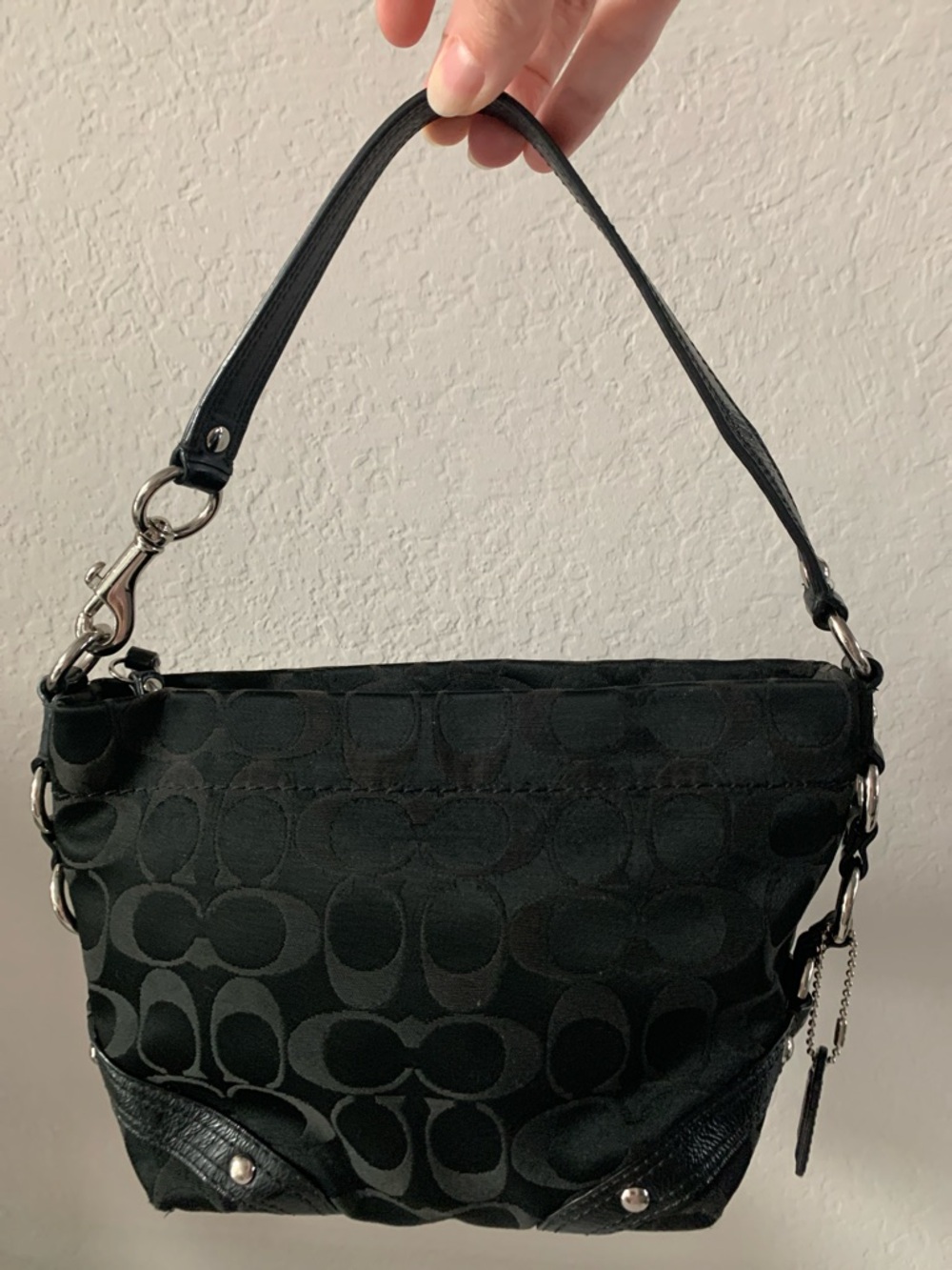 Coach Black Signature Jacquard Mini Shoulder Bag